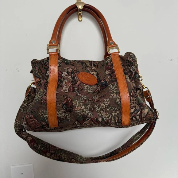 Goblins art vintage Tapestry with Brown Leather Accents duffle renaissance fairy - Picture 2 of 8